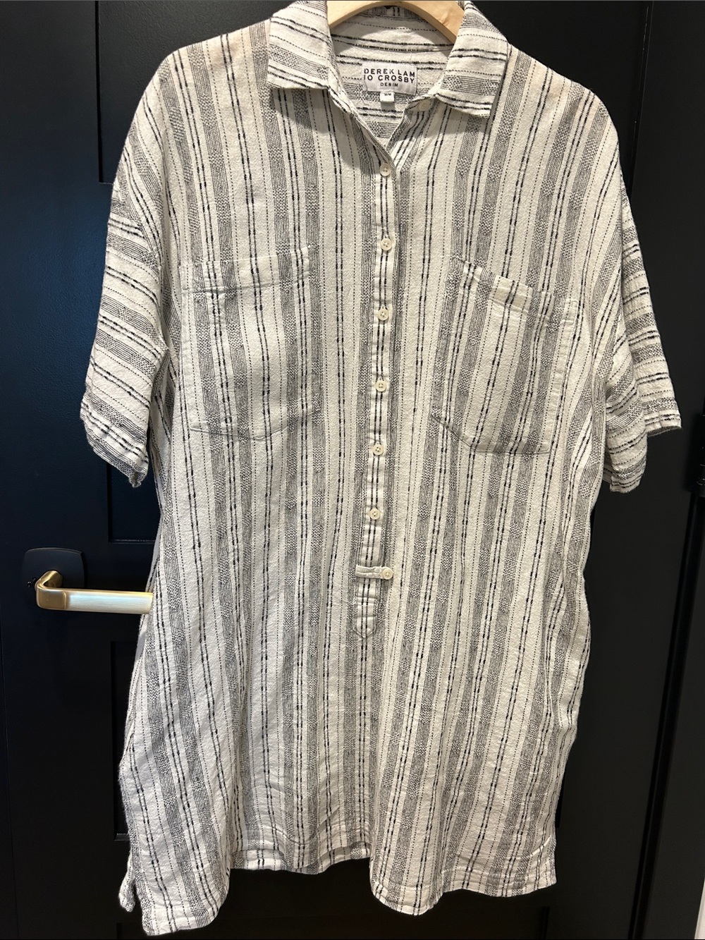 10 Crosby Derek Lam Casual Short-Sleeve Striped Button-Down Beach Cover/Dreas
